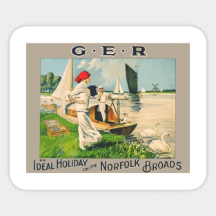 Vintage British Travel Poster: The Norfolk Broads Sticker